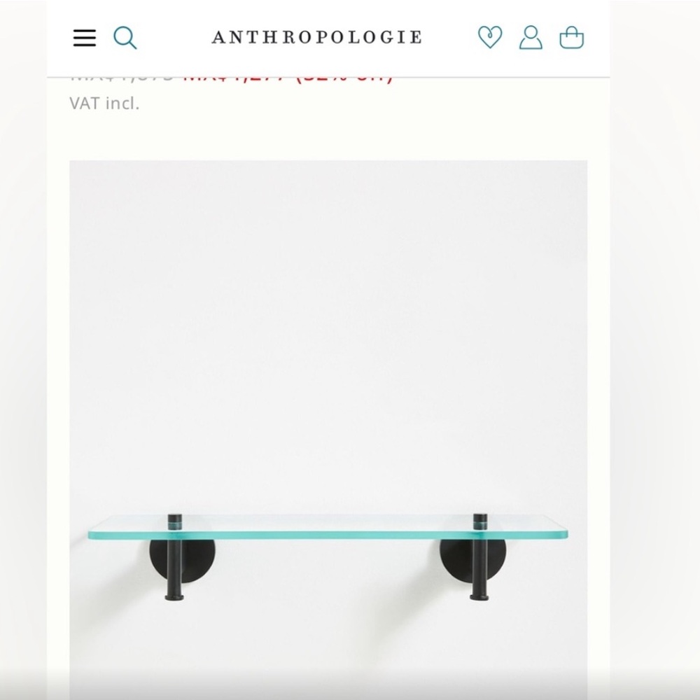 Anthropologie Bridgette Glass Shelf